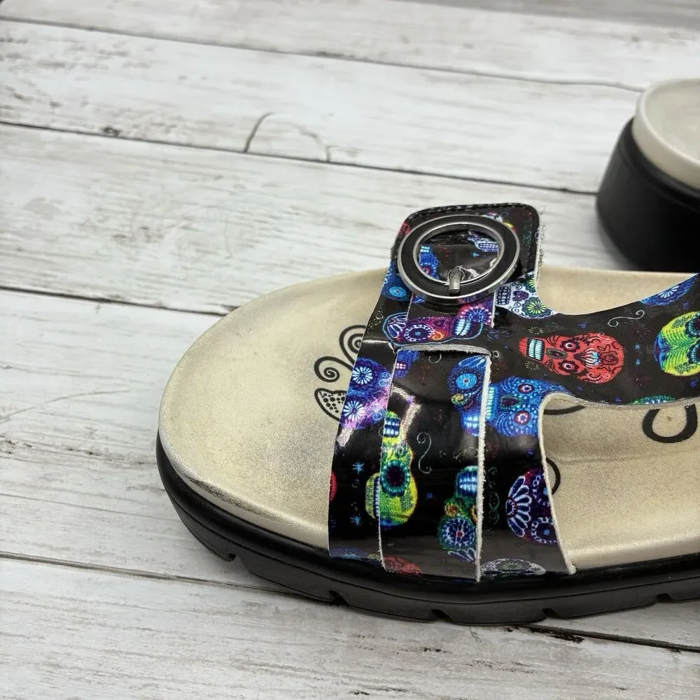 Alegria Vita Womens Slide Sandals Size 38 US 7.5 Sugar Skulls Calavera Platform